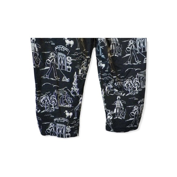 4/$25 Mechant High Rise Capri Pants Womens Size S 4-6 W27 Paris Dog Artsy Black - Picture 12 of 12